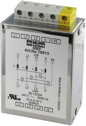 MEF Netzentstörfilter 3-phasig 1-stufig mit N