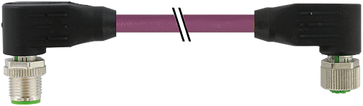 M12 St. 90° / M12 Bu. 90° B-kod. geschirmt