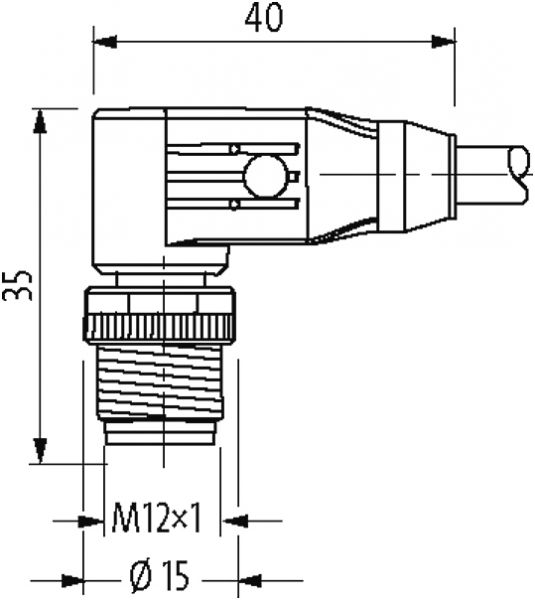 M12 St. 90° / M12 Bu. 0° geschirmt, Ethernet