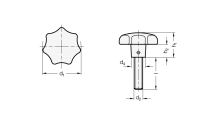STERNGRIFFSCHRAUBE, 6336.5-AM-40-M8-20 STERNGRIFFSCHRAUBE, ALU-GRIFF, EDELSTAHL-SCHRAUBE 6336.5-AM-40-M8-20