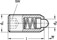 EDELSTAHL-DRUCKSTÜCK MIT 615.4-M10-BN EDELSTAHL-DRUCKSTÜCK MIT BOLZEN UND INNENSECHSKANT 615.4-M10-BN