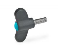 ELESA-FLÜGELSCHRAUBE, 633.1-48-M6-20-DBL ELESA-FLÜGELSCHRAUBE, EDELSTAHL, KAPPE BLAU 633.1-48-M6-20-DBL