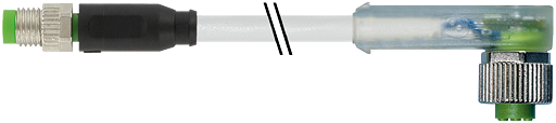 M8 St. ger. auf Bu. M12 gew. mit LED