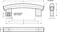 ALUMINIUM-ROHRBOGENGRIFF, 666.4-30-M6-400-EL ALUMINIUM-ROHRBOGENGRIFF, NATURFARBEN ELOXIERT 666.4-30-M6-400-EL