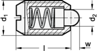 EDELSTAHL-DRUCKSTÜCK MIT 615.1-M10-BSN EDELSTAHL-DRUCKSTÜCK MIT BOLZEN, FED.VERST 615.1-M10-BSN