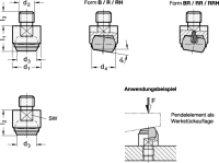 PENDELELEMENT M. 709.1-13-M6-B PENDELELEMENT M. AUSSENGEWINDE, DRUCKFLÄCHE PLAN 709.1-13-M6-B