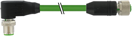 M12 St. 90° / M12 Bu. 0° geschirmt, Ethernet