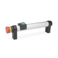 ROHRGRIFF, GERADE, 331-200-EL-T1-2 ROHRGRIFF, GERADE, ELOXIERT, 1 TASTER + "NOT-AUS" 331-200-EL-T1-2