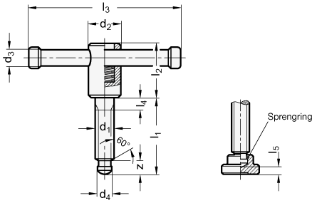 6306-M12-60-E | Ganter Normteile | KNEBELSCHRAUBE MIT DRUCKSTÜCK
