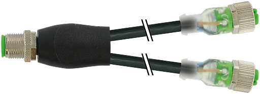 M12 Y-Verteiler auf M12 Bu. ger. mit LED