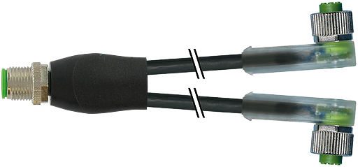 M12 Y-Vert. / M12 Bu. 90° LED