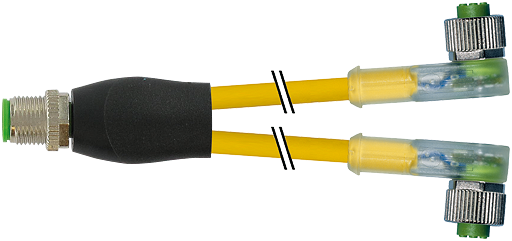 M12 Y-Vert. auf M12 Bu. gew. mit LED