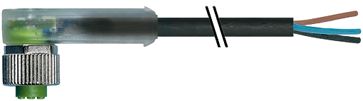 M12 Bu. 90° A-kod. freies Ltg-ende LED NPN