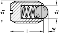 FED. DRUCKSTÜCK, 615.5-M10-KN FED. DRUCKSTÜCK, EDELSTAHL (A4), MIT KERAMIKKUGEL 615.5-M10-KN