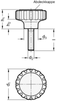 RÄNDELGRIFF MIT 7336-34-M6-11-NI RÄNDELGRIFF MIT EDELSTAHL-GEWINDEEINSATZ 7336-34-M6-11-NI