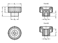ELESA-RÄNDELMUTTER MIT 590.5-20-M5-D ELESA-RÄNDELMUTTER MIT EDELSTAHL-GEWINDEBUCHSE 590.5-20-M5-D