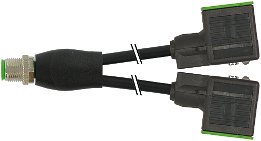 M12 Sensorleitung, Y-Verteiler auf MSUD Ventilstecker