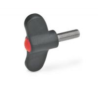 ELESA-FLÜGELSCHRAUBE, 633.1-48-M6-20-DRT ELESA-FLÜGELSCHRAUBE, EDELSTAHL, KAPPE ROT 633.1-48-M6-20-DRT