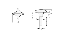 EDELSTAHL-KREUZGRIFFSCHRA 6335.5-TE-32-M6-16 EDELSTAHL-KREUZGRIFFSCHRAUBE (THERMOPLAST) 6335.5-TE-32-M6-16